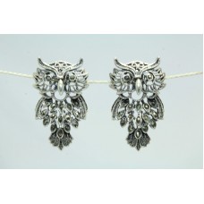 925 sterling silver Owl Bird earring studs with black marcasite stone 1.5 inch